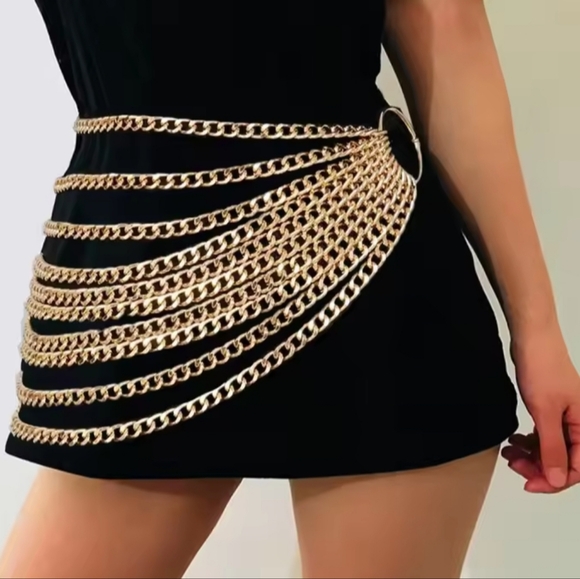 Accessories - Women Gold Fashion Multi Layered chain Belt